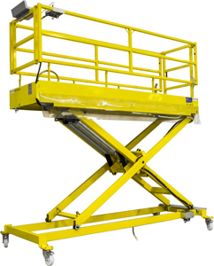 Pneumatic operated mobile work platform (MEWP) for preparation and working areas.