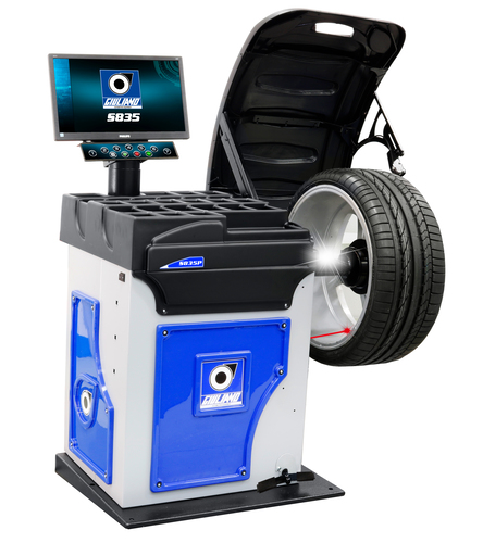 S 835P: Digital Electronic 3-D wheel-balancer with video display, pneumatic clamping, laser line and LED Light